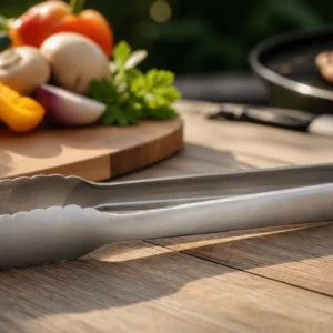 235mm Pure Titanium Stonewashed BBQ Tongs for Camping Steak
