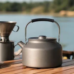 Pure Titanium 800ml Tea Kettle Wooden Handle Camping