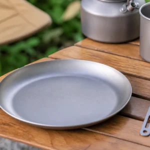 Pure Titanium Round Camping Plate Lightweight Custom Logo
