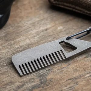 Stone Washed Titanium Carabiner Comb for Camping Travel