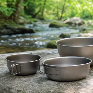 Pure Titanium Camping Mug Bowl with Lid 450ml to 1000ml