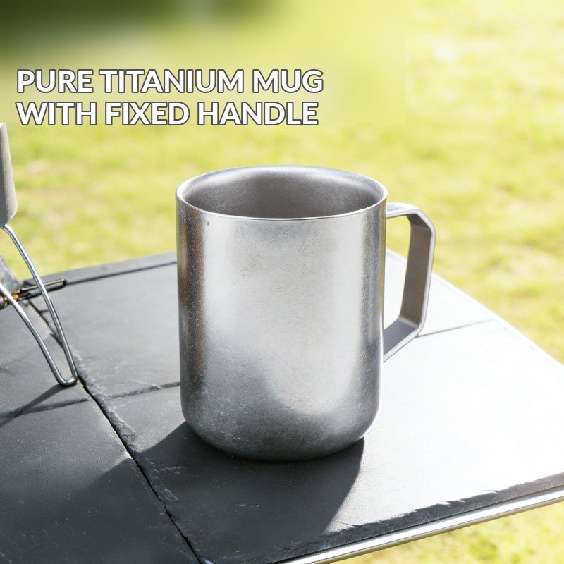 Minimalist titanium travel tea set with teak wood handles