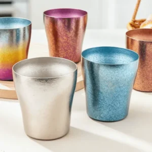 Pure Titanium Double Wall Slanted Beer Cup for Camping Home