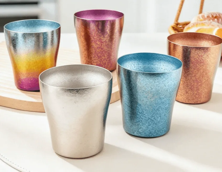 Pure Titanium Double Wall Slanted Beer Cup for Camping Home